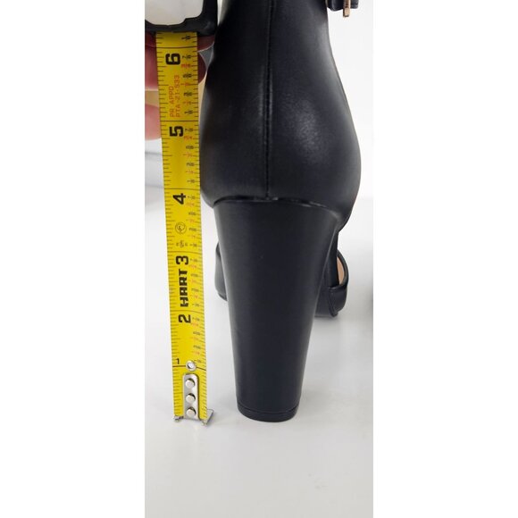 Womens Black Size 10 Block 4" Heels Pumps Shoes Ankle Strap Closed Pointed Toe - Picture 6 of 14